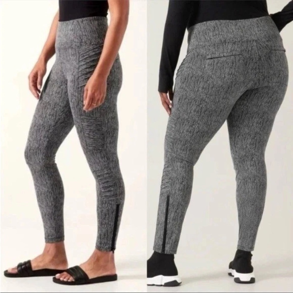 Athleta Delancey Textured Moto Tight in Black and White